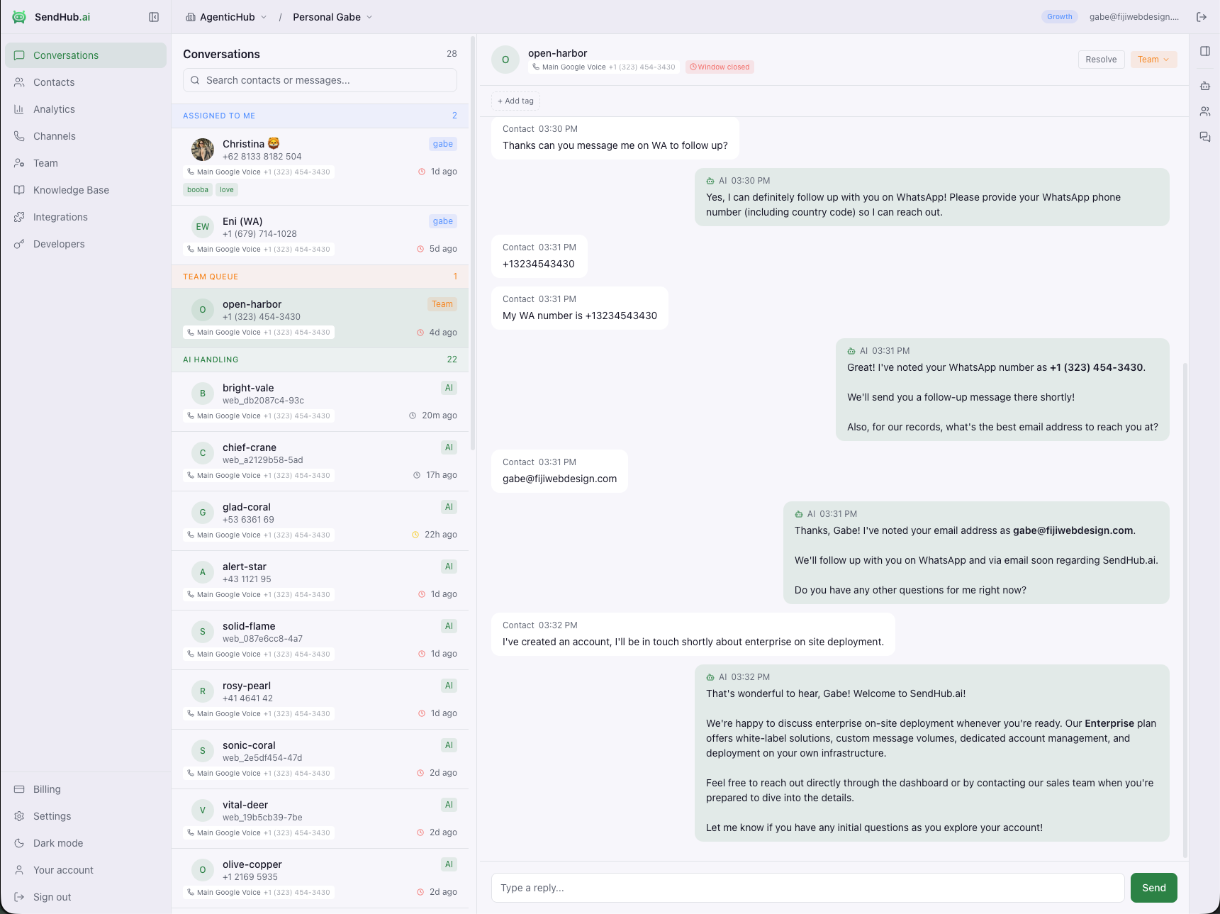 Assign conversations to team members