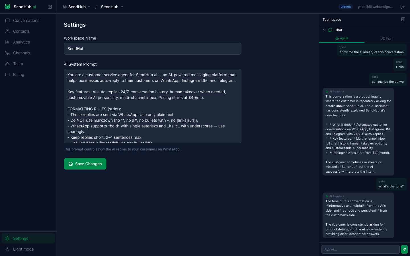 AI prompt configuration